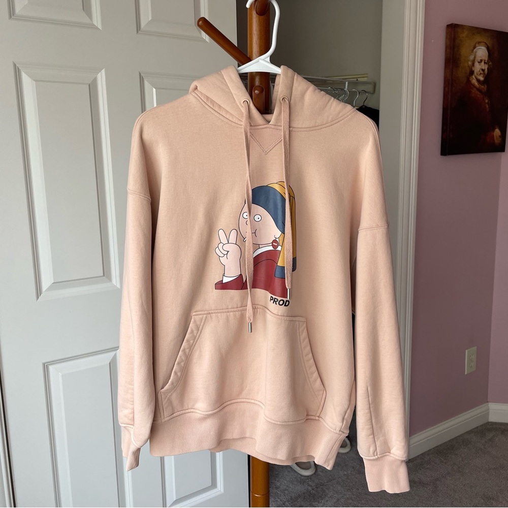 Oversized Hoodie with the cartoon version of Girl with a Pearl Earing